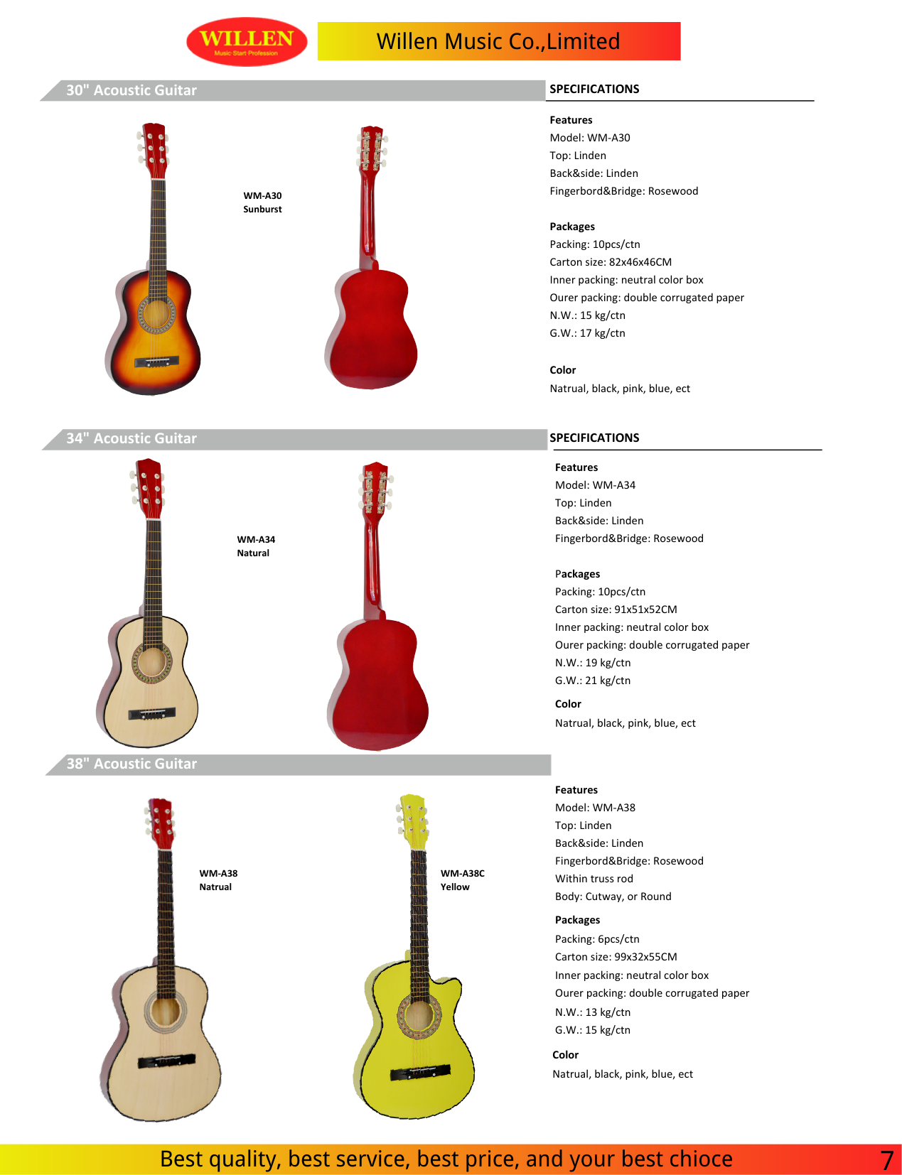 38-Zoll-Akustikgitarre
